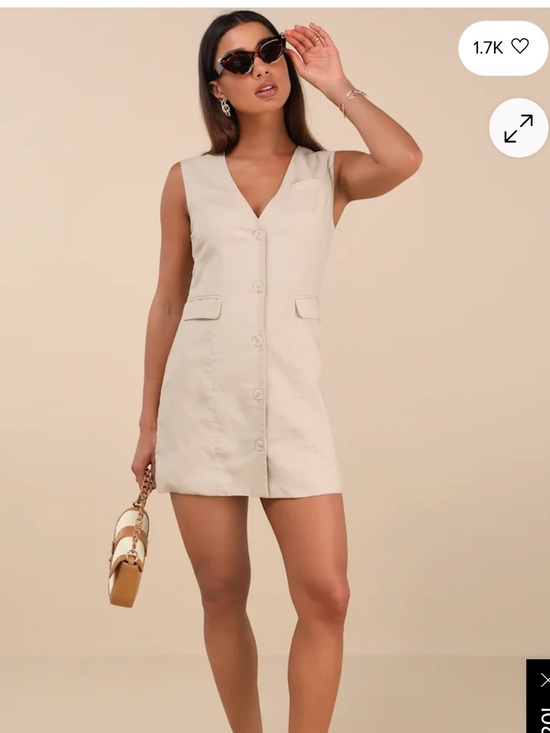 Lulus Dresses & Skirts - Lulu's Cream Sleeveless V-Neck Button Mini Dress